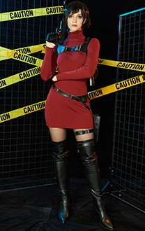 Ada Wong Resident Evil Game Cosplay Gestrickte Pullover Taillen Beinen Gürtel Strumpfhose Handschuhe Set Cosplay Kostüm