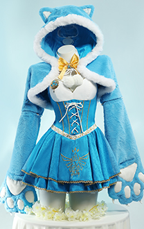 Prinzessin Zelda Derivat Kurzer Kapuzenumhang mit großen pelzigen Pfotenhandschuhen Kawaii Kurzer Umhang Mantel Cosplay