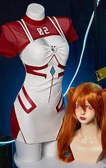 EVA Derivative Casual Outfit White Red Short Dress and Jacket with Mesh Top Set Cosplay Costume