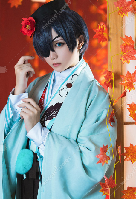 Black Butler Ciel Phantomhive Funtom Cafe Kimono Anime Cosplay Kostum