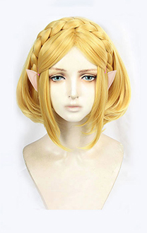 The Legend of Zelda Breath of The Wild Sequel Princess Zelda Cosplay Gold Short Bob Wig with Elf Ears