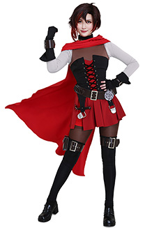 RWYB 7 Costume de Cosplay Ruby Rose avec Cape et Set de Ceinture