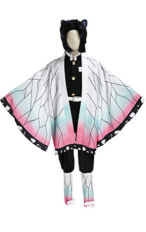 Kids Girls KNY Shinobu Insect Pillar Kanae Kimono Outfit Cosplay Costume Full Set with Butterfly Headwear and Puttee