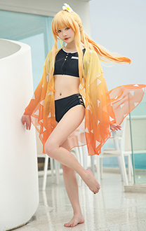 Miccostumes Swimsuits Femme Maillot de Bain Deux Pièces Bikini Motif Set avec Veste en Mousseline
