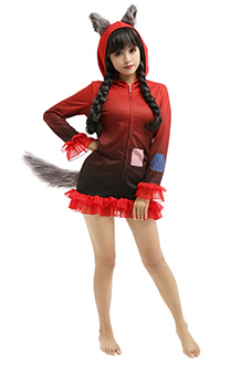 Rotkäppchen Kleid mit Kapuzen Homewear Pyjamas Lange Arm Lange Jacke Kostüm Cosplay Halloween Anzug