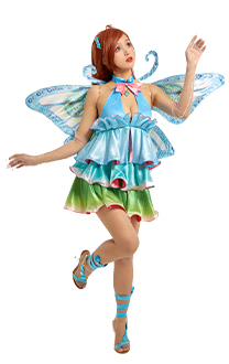 Fairy Club Princess Bloom Cosplay Costume Fairy of the Dragon Flame Dress with Complete Accessories