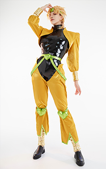 Jojos Costume de Cosplay Dio Brando Justaucorps Veste Pantalon Set avec Accessoire