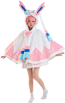 Women Kawaii Cape Short Cloak and Scarf Set with Tail