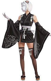 NieR:Automata 2B Kimono Cosplay Kleid Maske Stirnband Handschuhe Socken Set Cosplay Kostüm