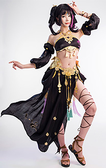 FF14 Thavnairian Dancer Cosplay Costume Outfit Game Halter Top and Skirt Set