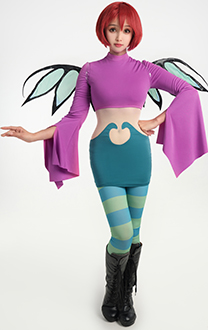 Witch Will Vandom Cosplay Costume Wide Sleeve Dress with Pants and Wings