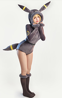 PM Derivative Sexy Lingerie Bodysuit Halloween Plush Hooded Deep V Romper and Socks with Belt and Tail