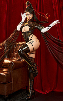 Bayonetta Derivative Sexy Lingerie Set Hollowed Bodysuit and Gloves with Thigh Socks and Leg Rings