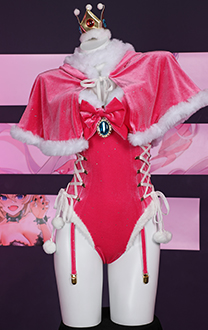 Christmas Peach Derivative Sexy Lingerie Bodysuit Plush Homewear Romper and Cloak with Gloves and Thigh Socks