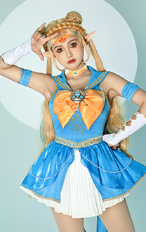 Princess Zelda Derivative Magical Girl Sailor Suit Dress with Gloves Hair Accessory Cosplay Costume