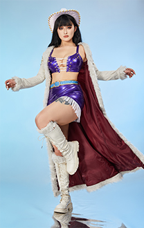 OP Robin Cosplay Costume Bra and Miniskirt with Long Coat and Hat