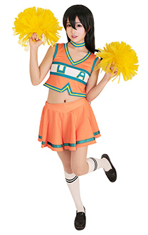 My Hero Academia Ochako Tsuyu Cheer Uniform Cheerleaders Cosplay Costume Girls Dress with Cheerleading Poms