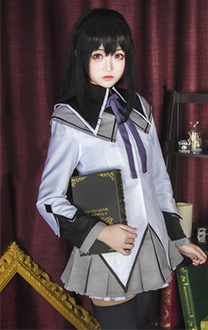 Puella Magi Madoka Magica Homura Akemi Cosplay Costume Fighting Uniform Including Socks