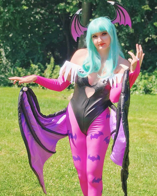 Darkstalkers Morrigan Aensland Cosplay Costume with Wings Whole Set Outfit 