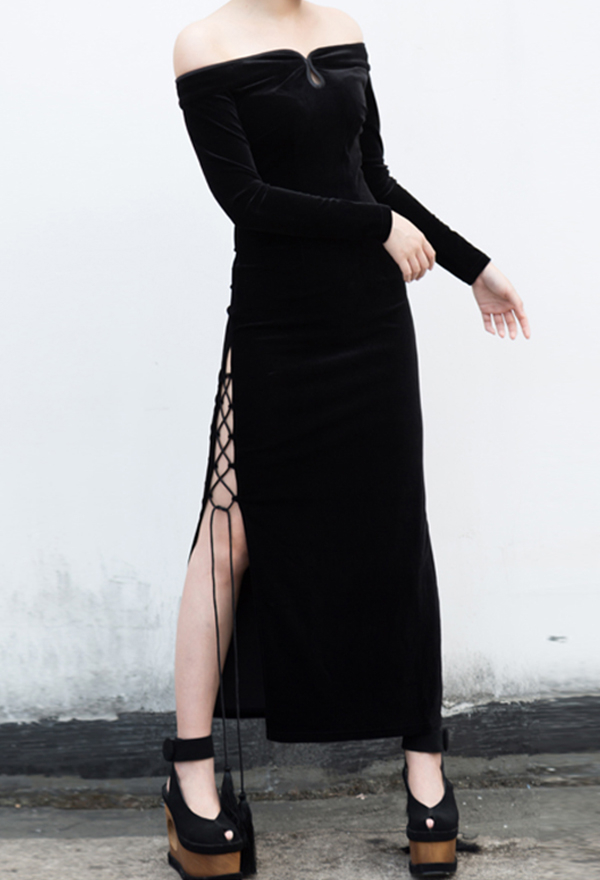Gothic Punk Dark Style Costume - Women Off Shoulder Long Sleeve ...