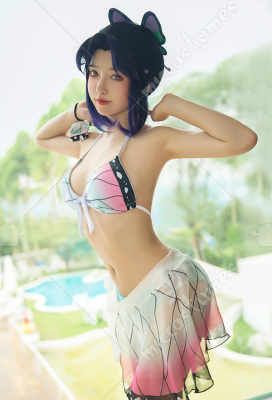 GGraphic Anime Demon Slayer Girl Swimsuit 2-Piece Swimwear Bikini Tankini Set Beachwear Bathing Suits