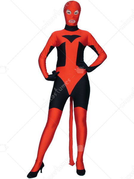 Black Red Spandex Lycra Cat Woman Super Hero Costume
