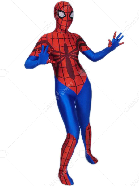 Blue Red Spider Woman Spandex Lycra Zentai Suit