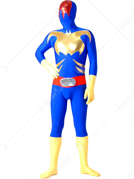 Blue Yellow And Red Lycra Spandex Zentai Suit
