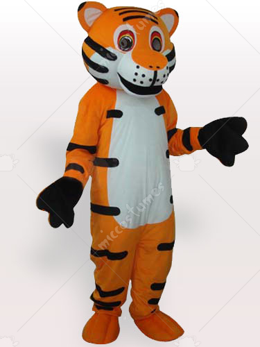 White Belly Tiger with Black Stripes Adult Mascot Costume  White 