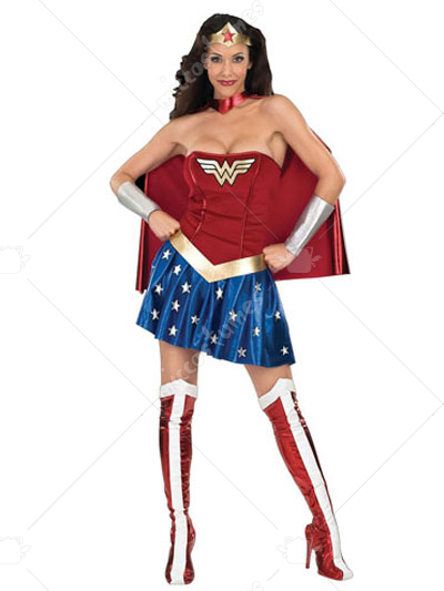 Wonder Woman Diana Lycra Shiny Metallic Super Hero Costume