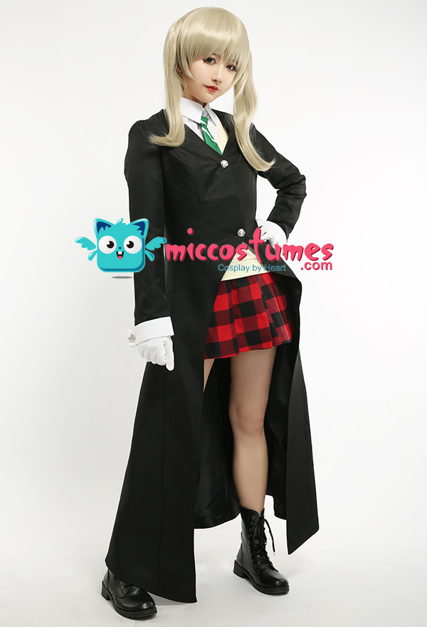 Soul Eater Maka Albarn Anime Cosplay Costume Clothes Overcoat dress shirt tie