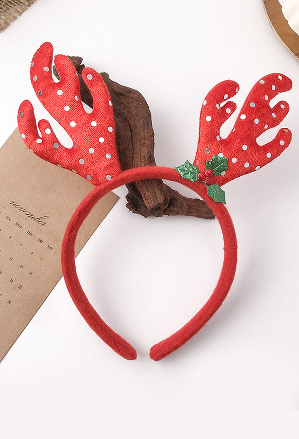 Christmas Headband Wave Point Leaves Reindeer Antlers Design Hair Band  Santa Claus Holiday Party Accessory Headwear for Adults