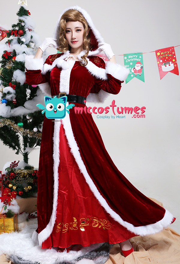 Christmas Santa Hat With Glitter Lady Santa Fancy Dress Costume Xmas Party Event 