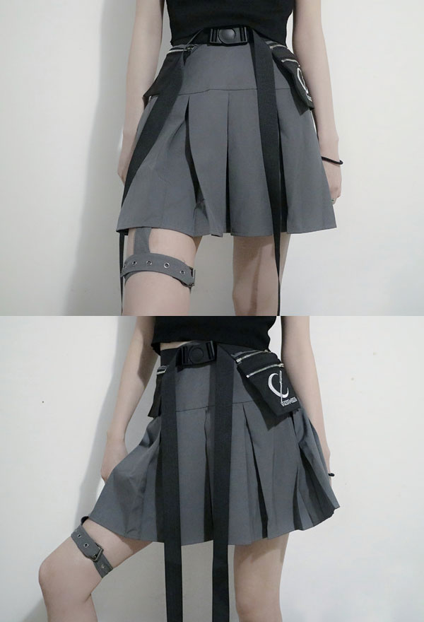Gothic Cyberpunk Pleated Skirt–Gothic Bottom Outfit| Black Pleated ...