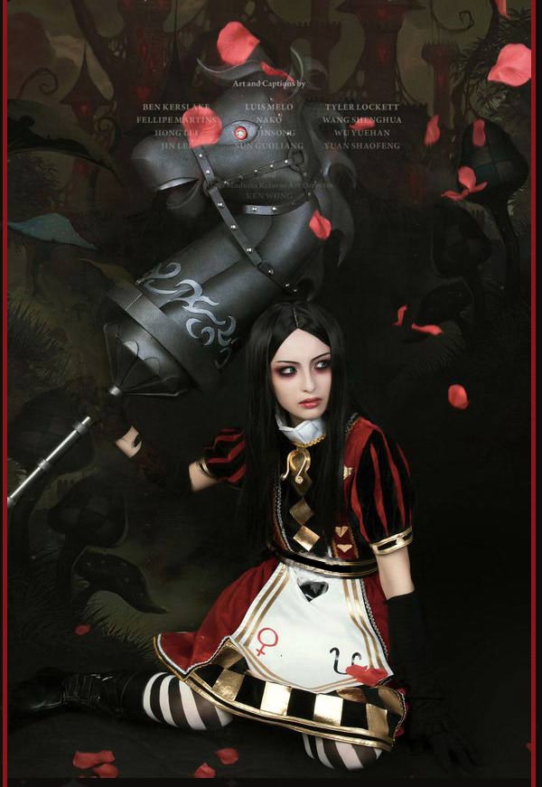 Details about   Alice Madness Returns Alice Stream Halloween Cosplay Costume Dress 