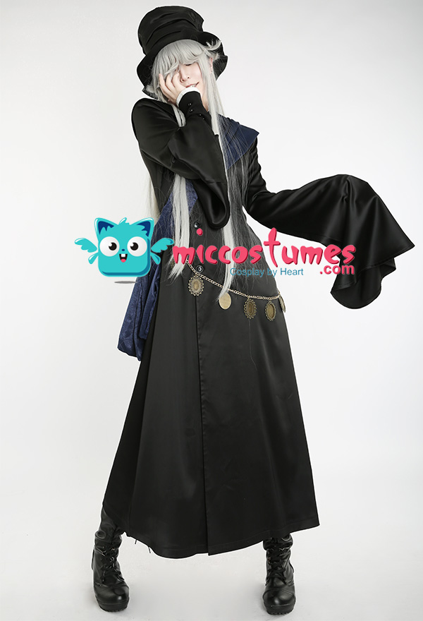 Black Butler under taker Bleach Black uniform cosplay costume With hat 