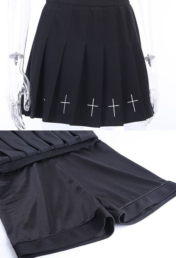 Gothic Punk LOVE FLYING GOD Pleated Skirt –Gothic Bottom Outfit| Black ...