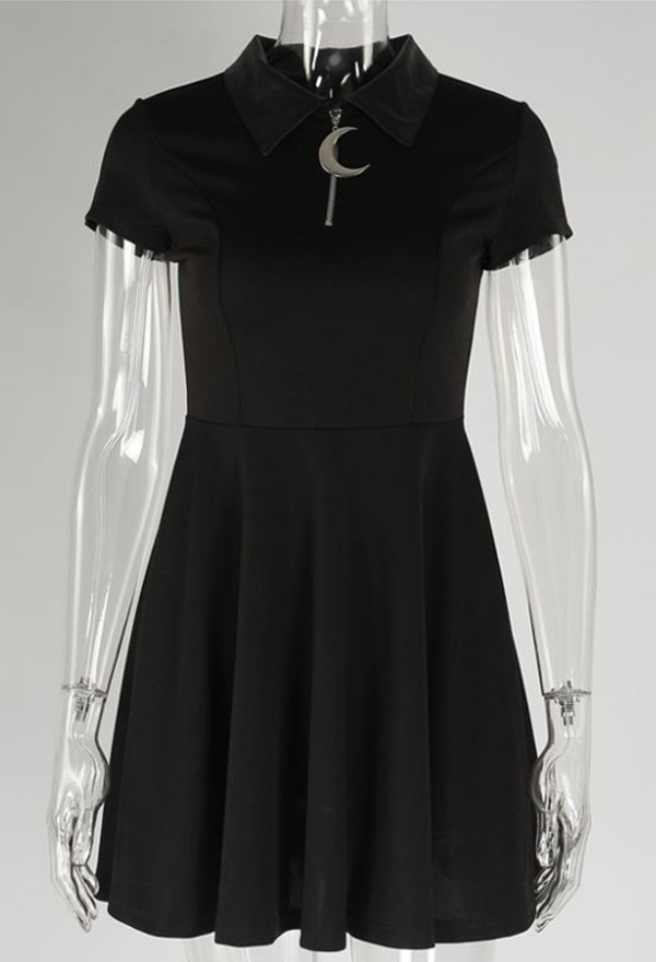 Gothic Punk Dark Style Costume - Women Short Sleeves Mid Length Shirt ...