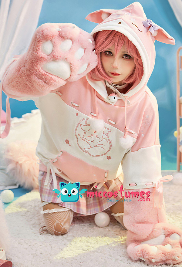 Yae Miko Furry Paw Pullover Hoodie Genshin Impact Cute Fursuit Hoodie for  Women Hoodie for Sale