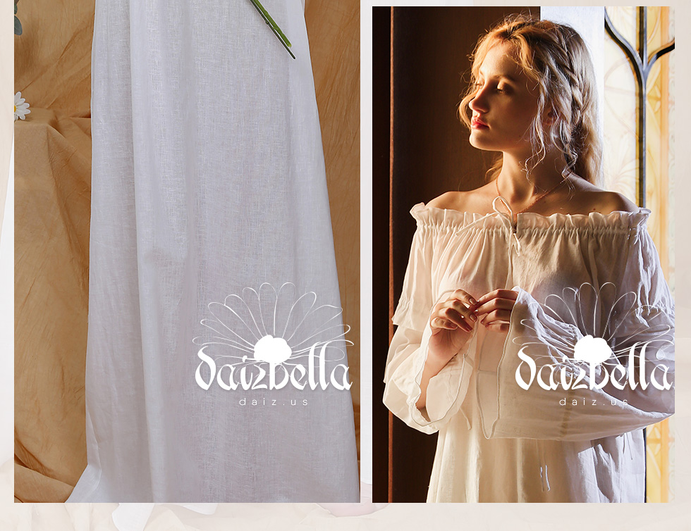 Sweet Dreams Exclusive Medieval Chemise - Medieval Wedding Costume, Cotton-Linen Chemise for Sale