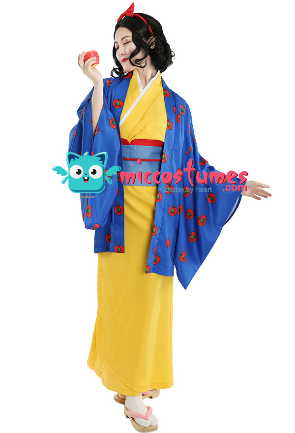 Miss Snow Kimono Dress for Halloween Women Princess Snow White Dress