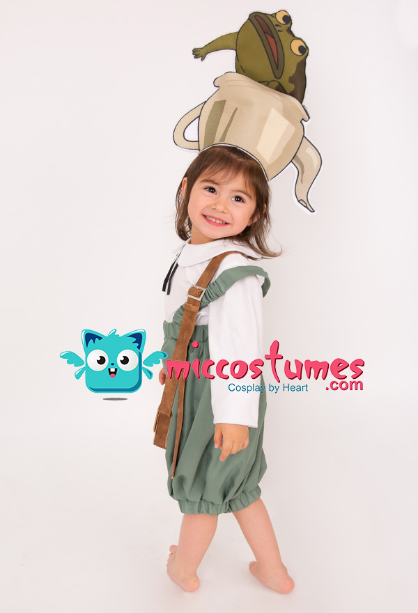 Child Over the Garden Wall Gregory Cosplay Costume for Kids with Hat and Pet frog