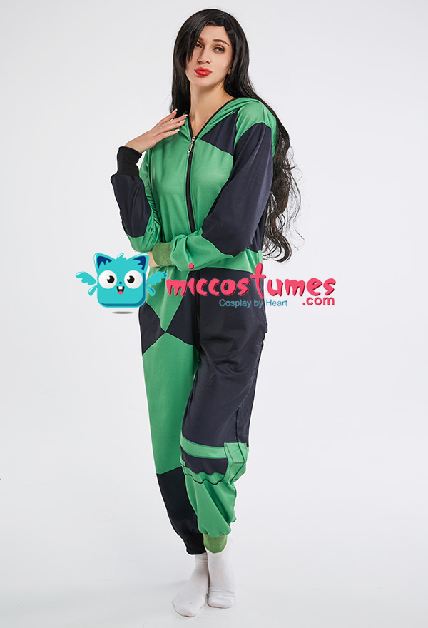 Shego Green and Black Contrast Pajamas Adult for | Onesie Onesie Halloween Sale Women Outfits - Hooded