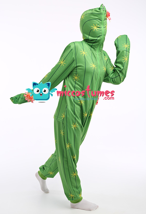 Damen Kaktus Muster Overall mit Kapuzen, Onesie Homewear Kigurumi Pyjamas  Lange Arm Jumpsuit Kostüm Cosplay Halloween Anzug