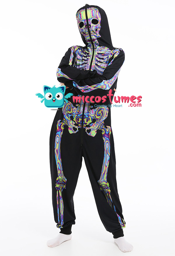 Laser Skeleton Digital Printing Homewear - Women Halloween Kigurumi ...