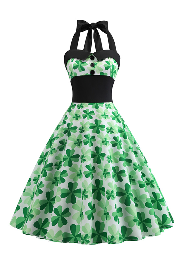 St. Patricks Day Green and Black Contrast Color Vintage Sleeveless ...