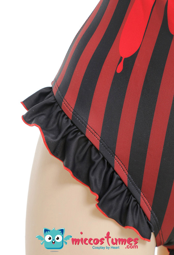 Gothic One-Piece Swimsuit - Black Red Stripe Halter Bathing Suit | Top ...