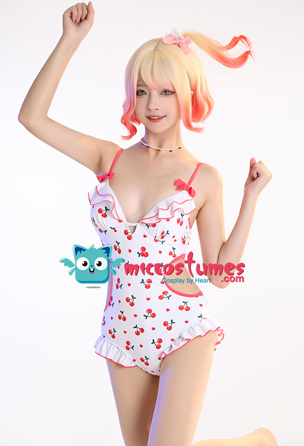 Cherry Printed One-piece Swimsuits - Ruffles Kawaii Bathing Suits