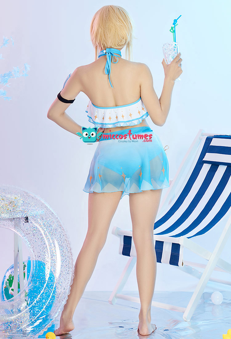 Lumine Halter Swimsuits - Genshin Impact Bathing Suit Top and Panty with  Tulle Skirt