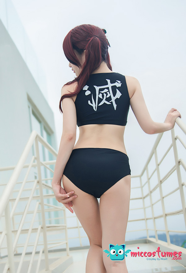 Demon Slayer Tanjiro Nezuko Swimsuit Bikini Shinobu Kocho Kimono Cardigan Cover-up Beach Suit 3 Pieces Set 